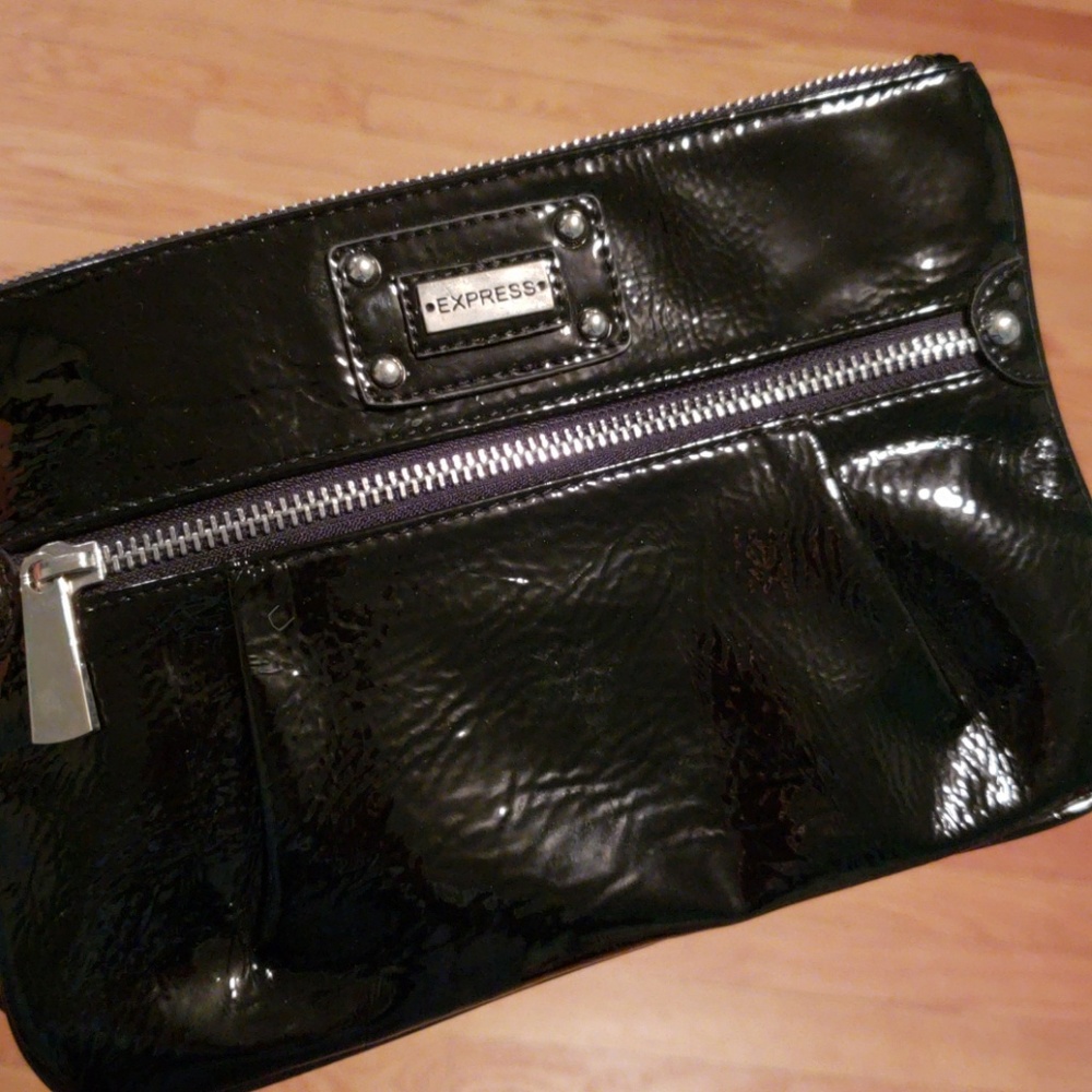 Patent leather oversized clutch